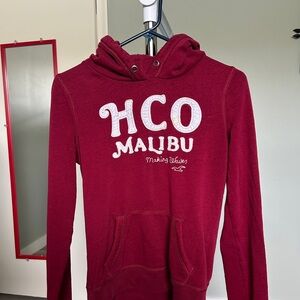 Hollister Red Hoodie with White Lettering